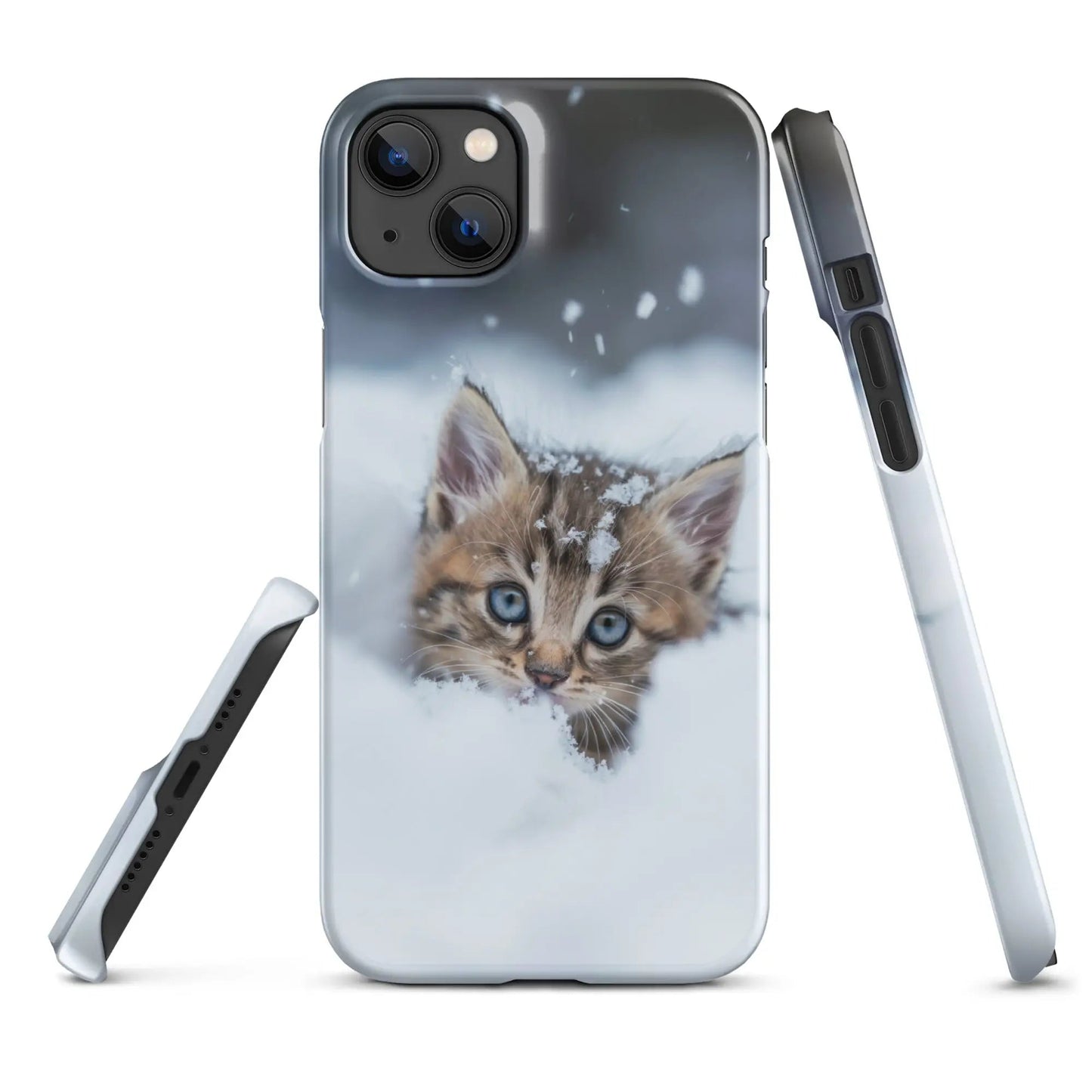 Cats iPhone phone case Kitten in the snow - Unniit.com