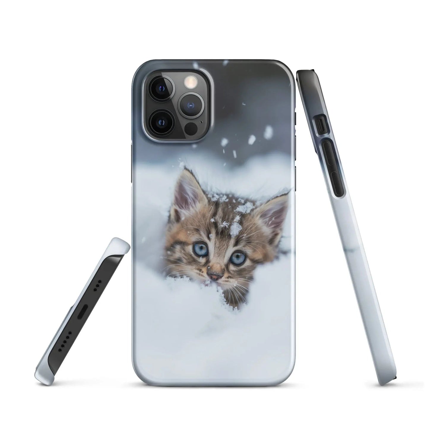 Cats iPhone phone case Kitten in the snow - Unniit.com