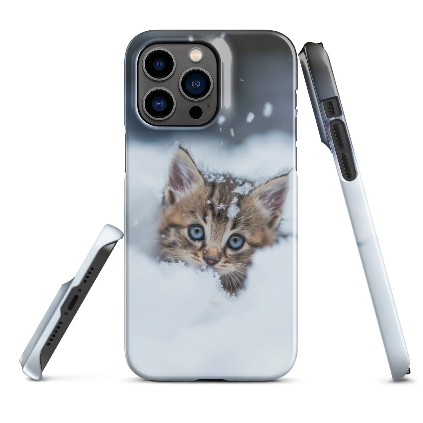 Cats iPhone phone case Kitten in the snow - Unniit.com