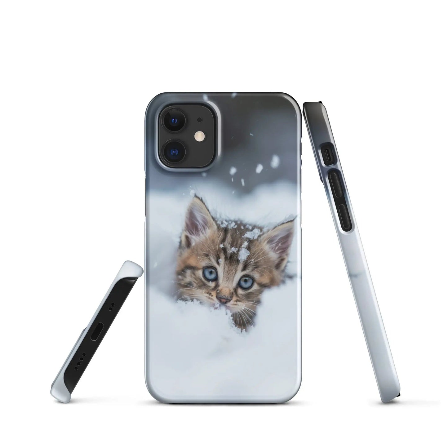 Cats iPhone phone case Kitten in the snow - Unniit.com