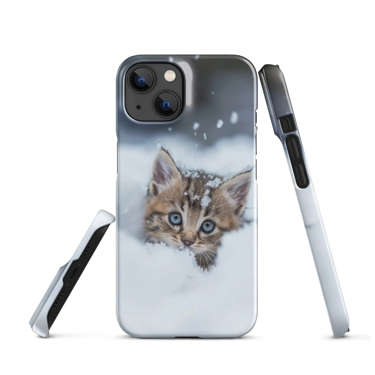 Cats iPhone phone case Kitten in the snow - Unniit.com