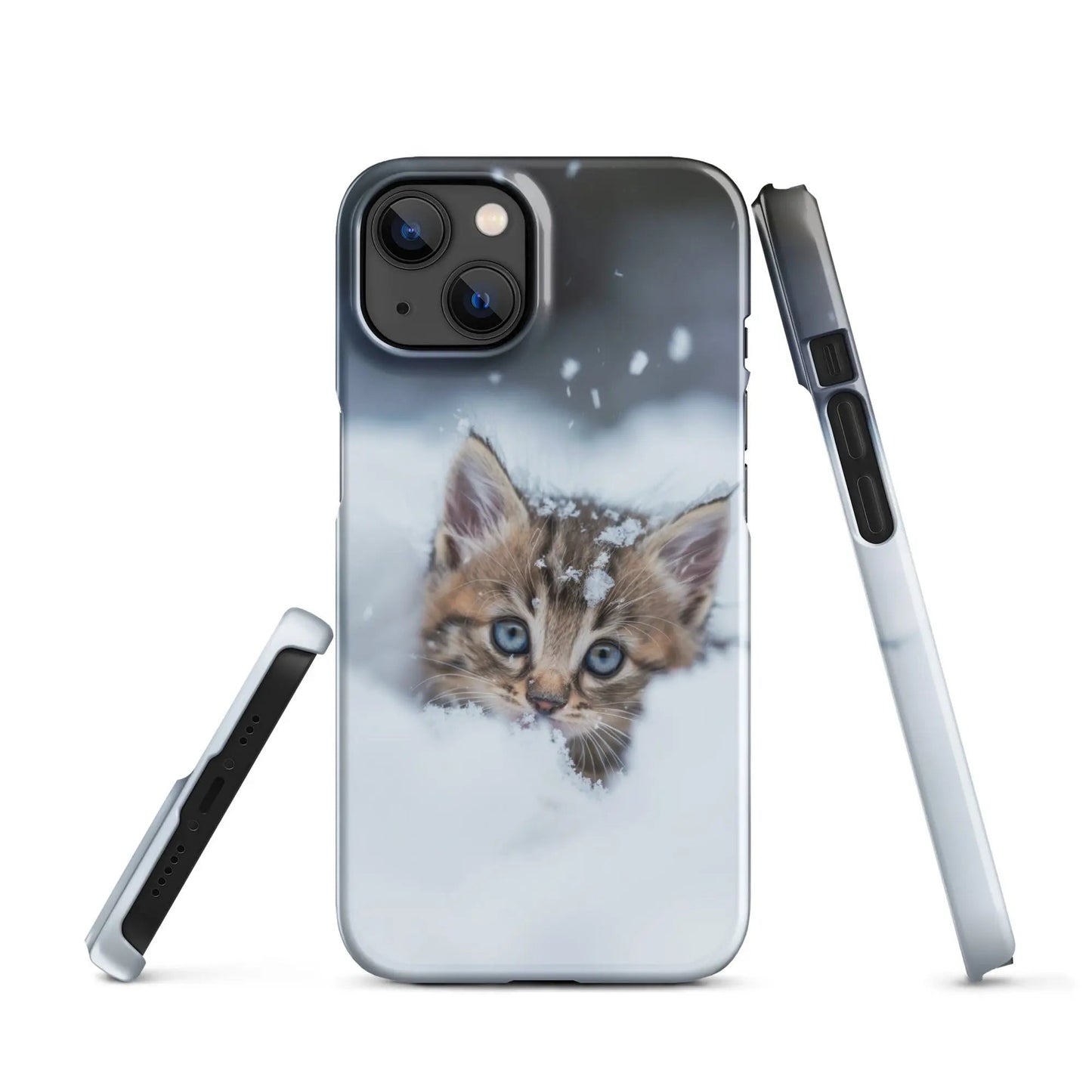 Cats iPhone phone case Kitten in the snow - Unniit.com