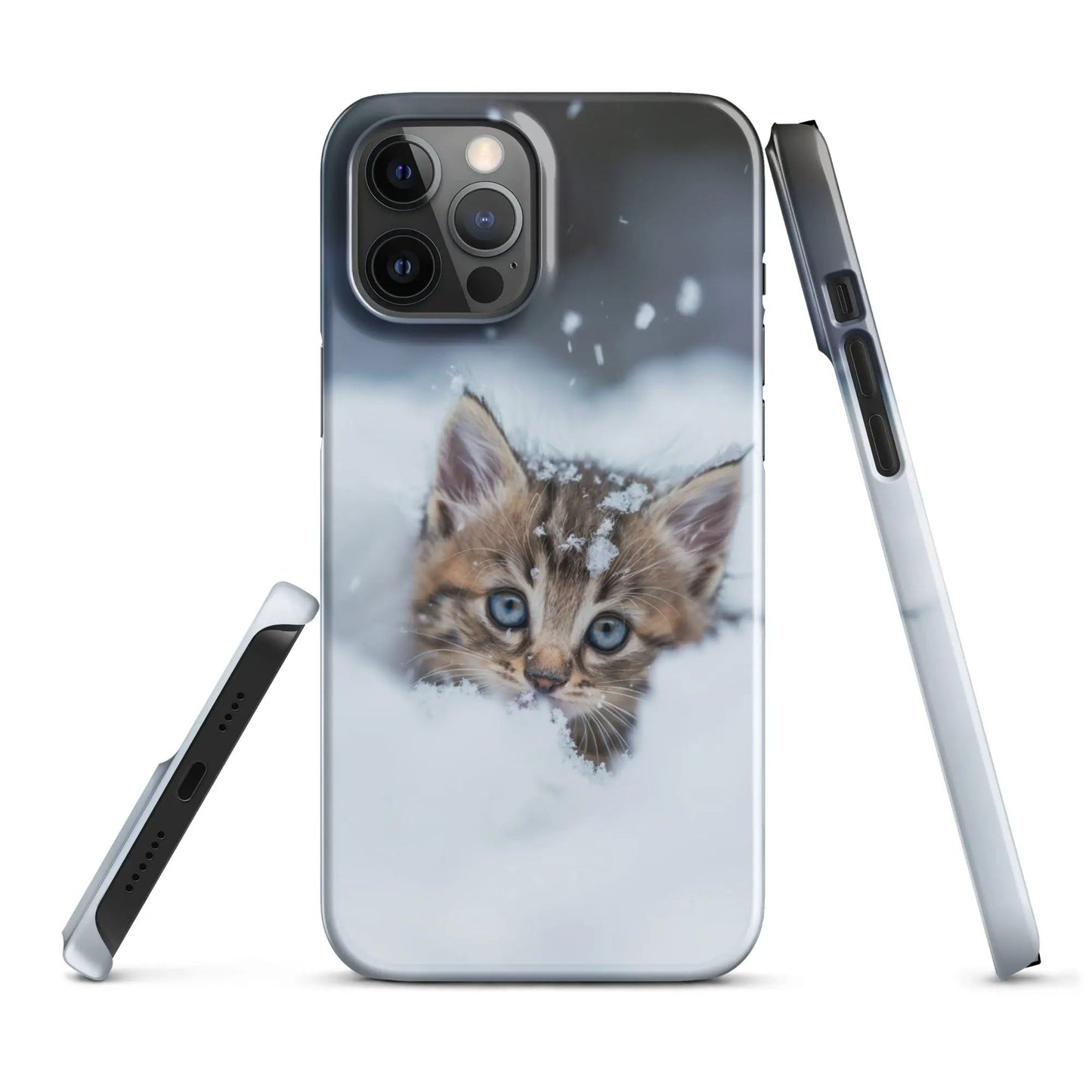 Cats iPhone phone case Kitten in the snow - Unniit.com