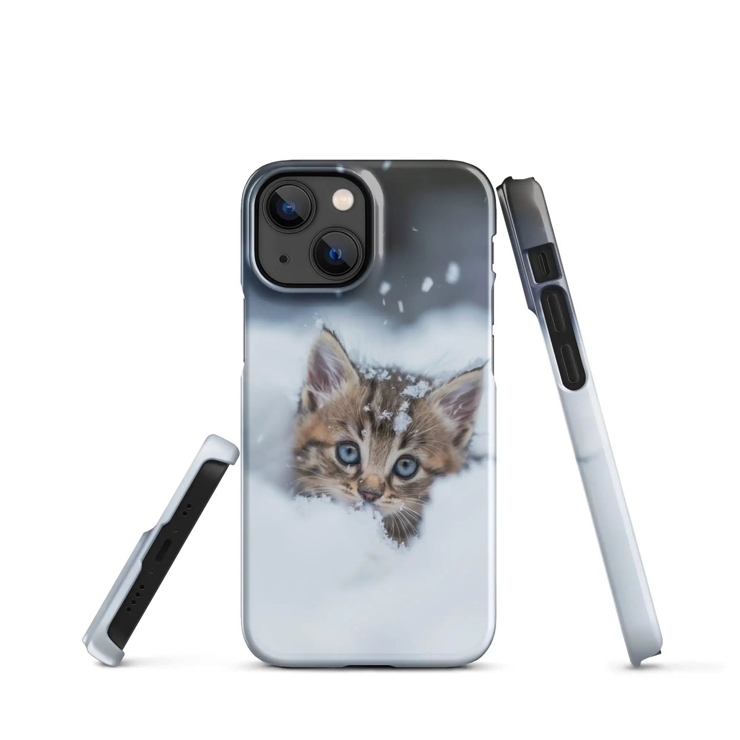 Cats iPhone phone case Kitten in the snow - Unniit.com