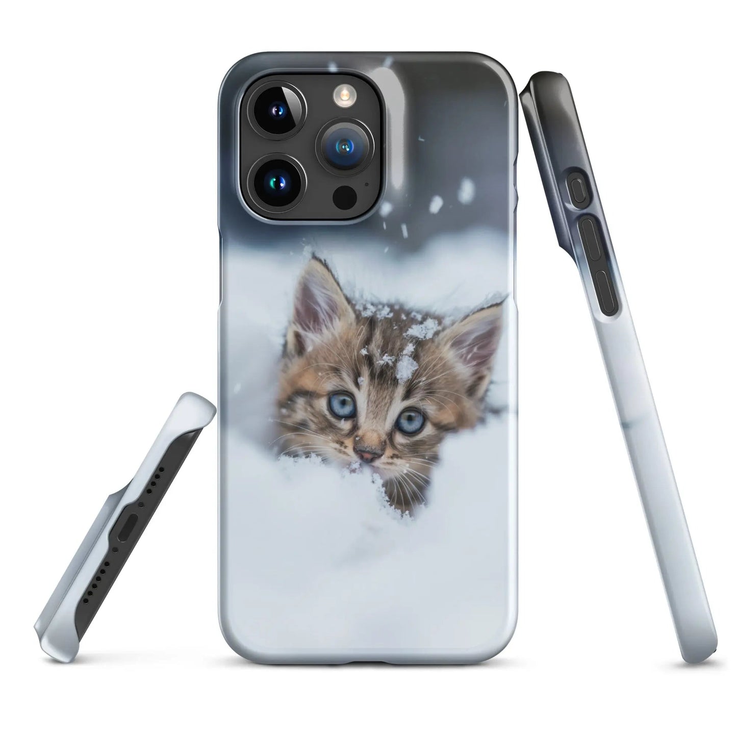 Cats iPhone phone case Kitten in the snow - Unniit.com