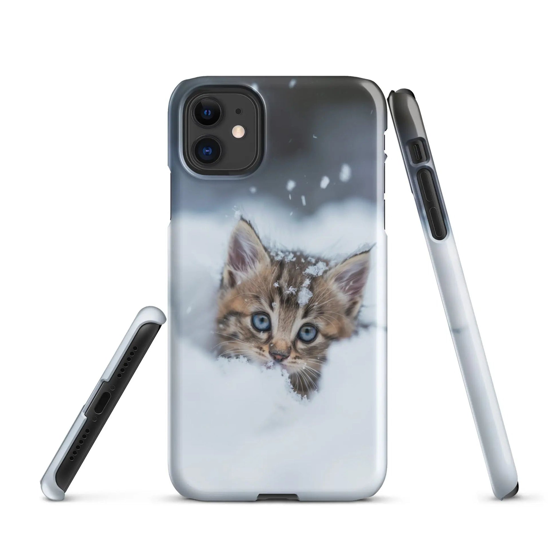 Cats iPhone phone case Kitten in the snow - Unniit.com