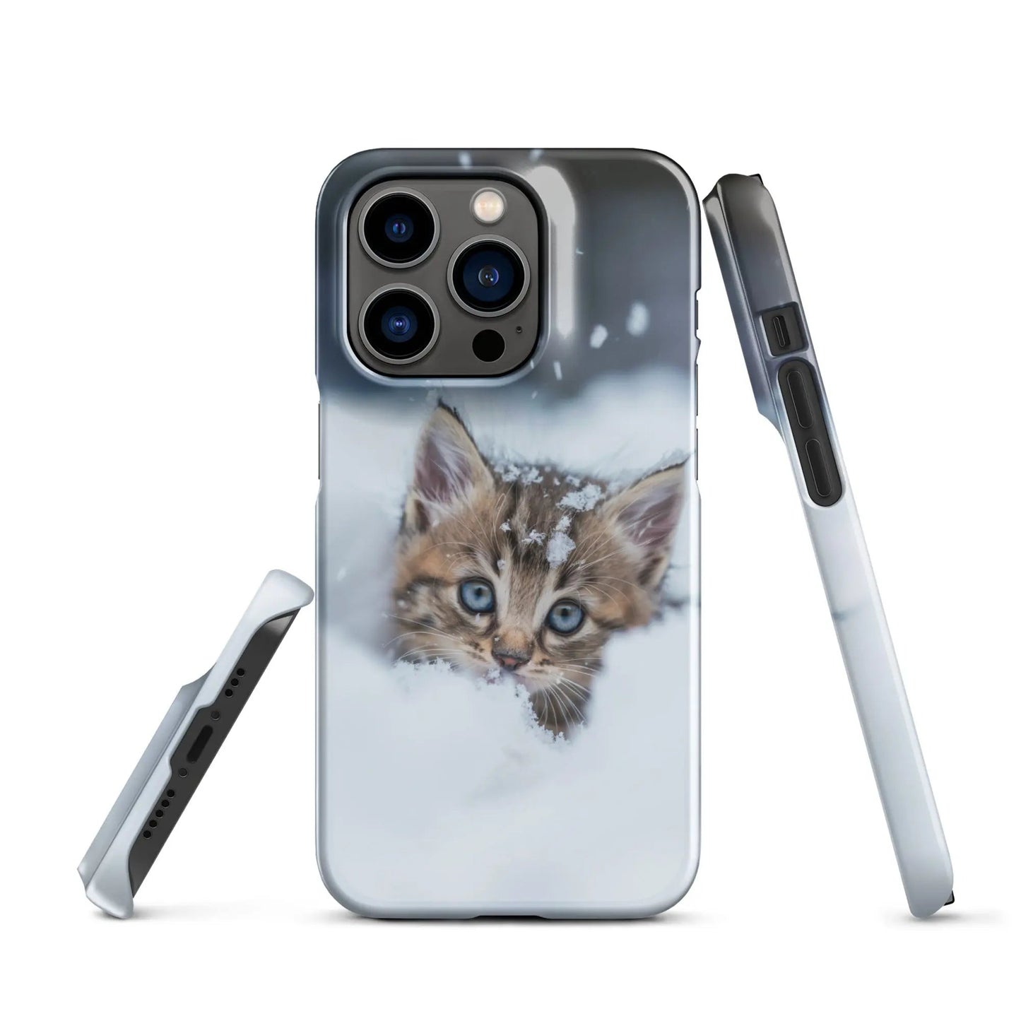 Cats iPhone phone case Kitten in the snow - Unniit.com