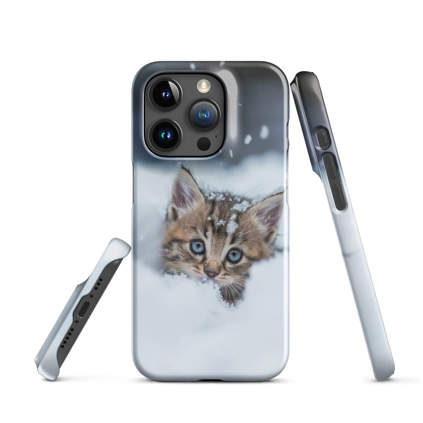 Cats iPhone phone case Kitten in the snow - Unniit.com