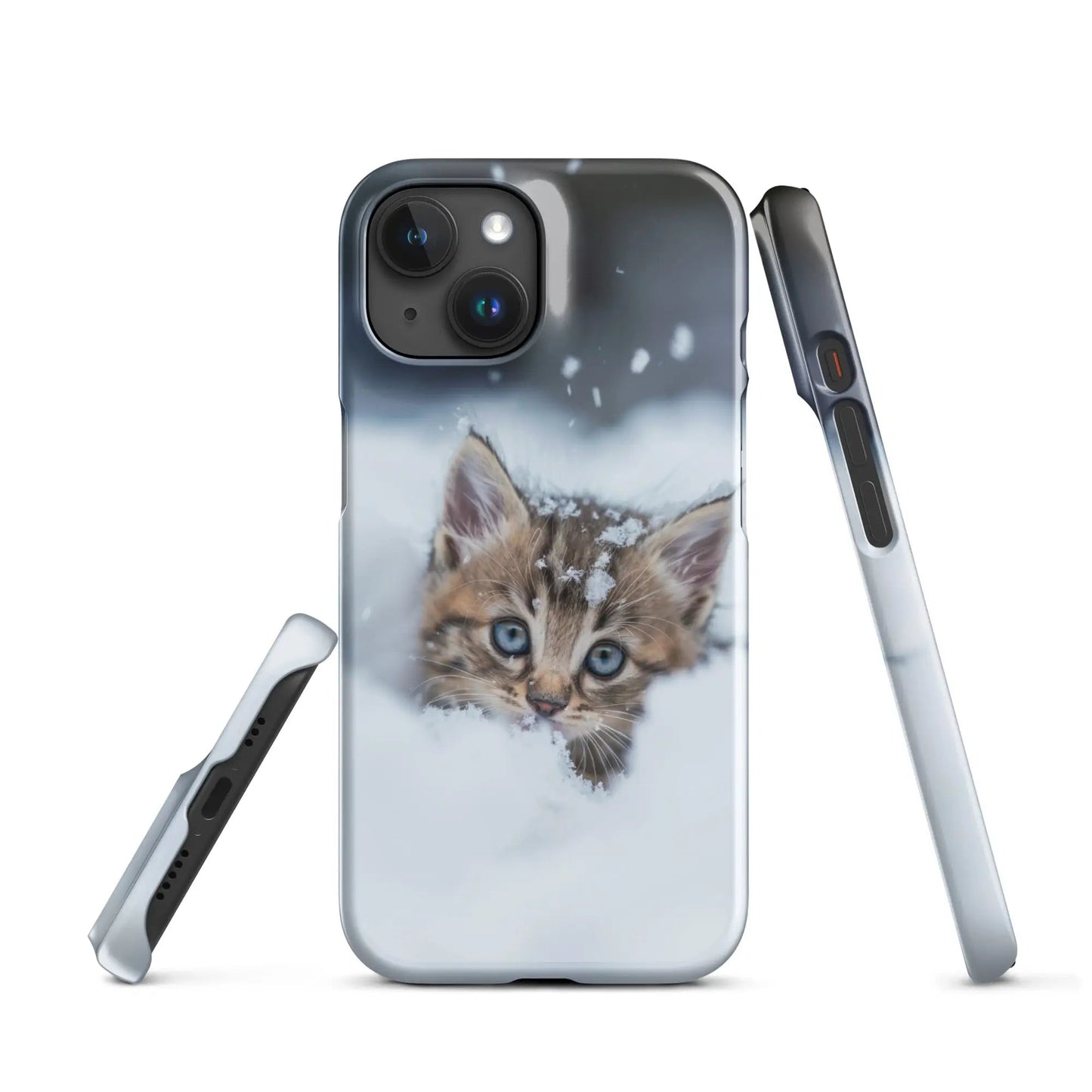 Cats iPhone phone case Kitten in the snow - Unniit.com