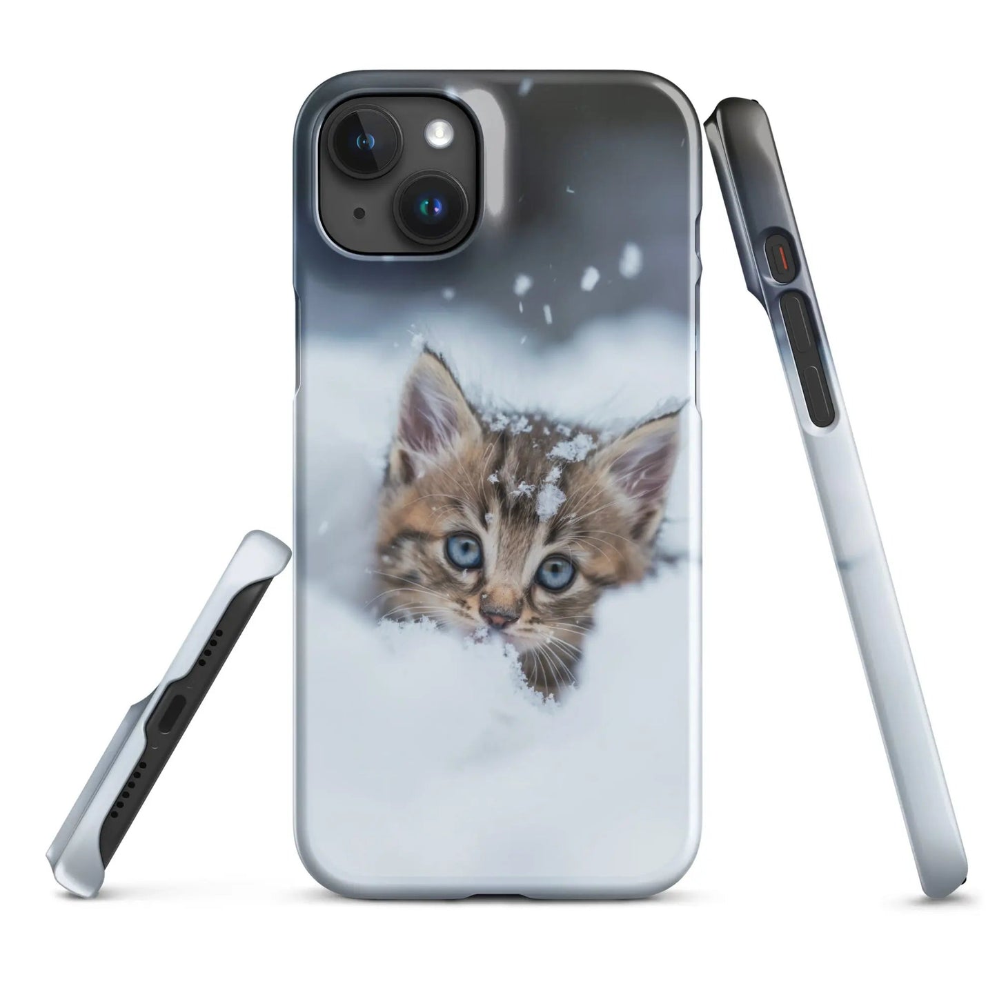 Cats iPhone phone case Kitten in the snow - Unniit.com