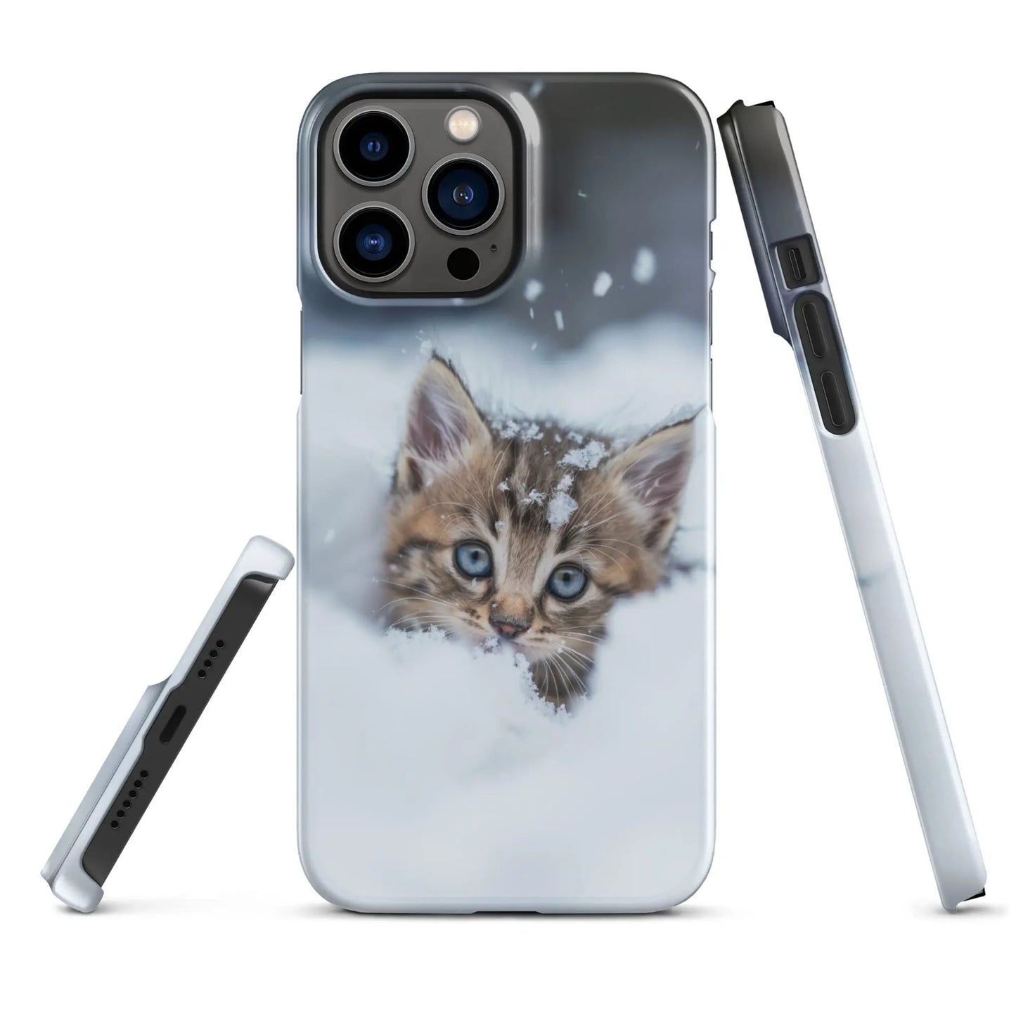 Cats iPhone phone case Kitten in the snow - Unniit.com